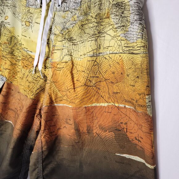 Quicksilver Board Shorts Mens 34 Topography Hawaii - Picture 4 of 5